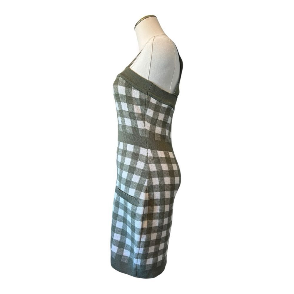 Coco and Shay Green and White Plaid Knit Dress with Gold Buttons Small S - Picture 4 of 8